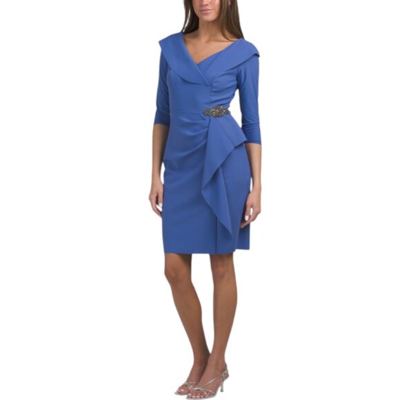 Alex Evenings | Dresses | Alex Evenings Ruffle Collar Sheath Dress